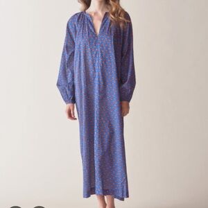 Doen Lapis Daisy Bloom medium Floral Boho VNeck Flowy Peasant Dress / caftan